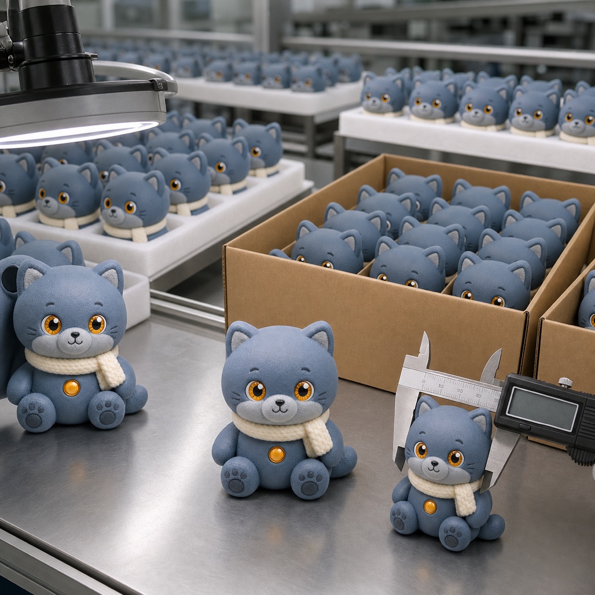 量産されたKo-Neスクイーズを工場で検品する工程イメージ