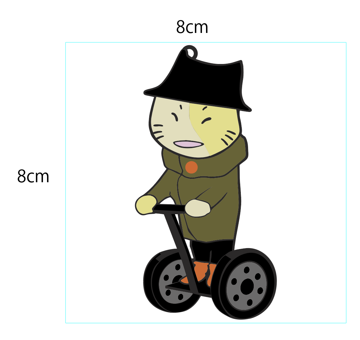 Illustrator上でラバーキーホルダーを実寸に調整する画面